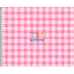 Tecido tricoline, microfibra ou gabardine estampado - Xadrez - Monster High - Rosa com off Tecido tricoline, microfibra ou gabardine estampado - Xadrez - Monster High - Rosa com off