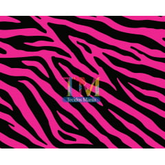 Tecido tricoline, microfibra ou gabardine estampado - Zebra - Fundo Pink