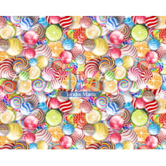 Tecido tricoline digital - Doces Candy Colors 