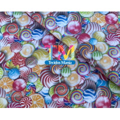 Tecido tricoline digital - Doces Candy Colors 