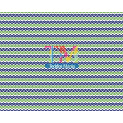 Tecido tricoline, microfibra ou gabardine estampado - Chevron médio - Verde e azul marinho