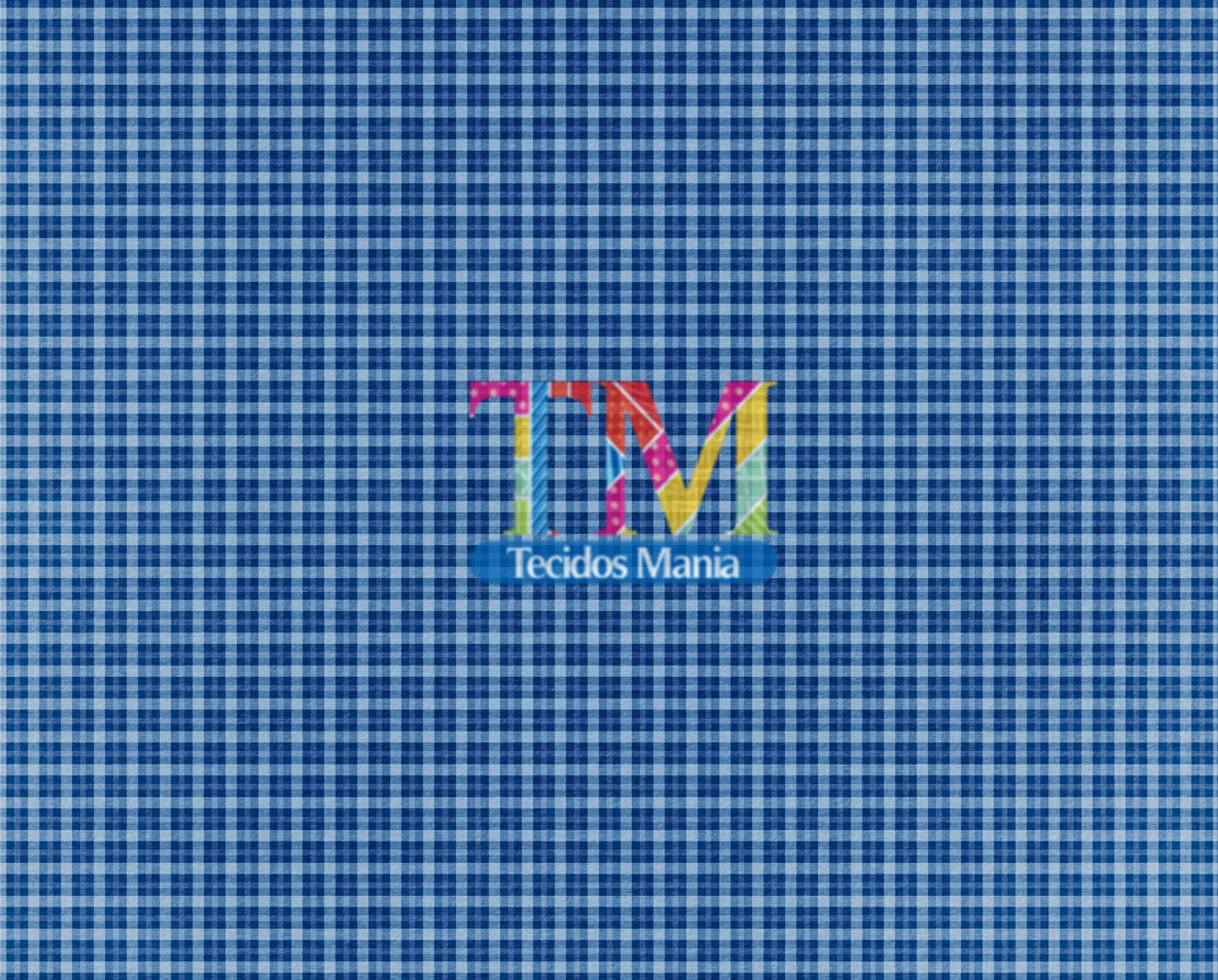 Tecido tricoline, microfibra ou gabardine estampado - Xadrez micro - azul