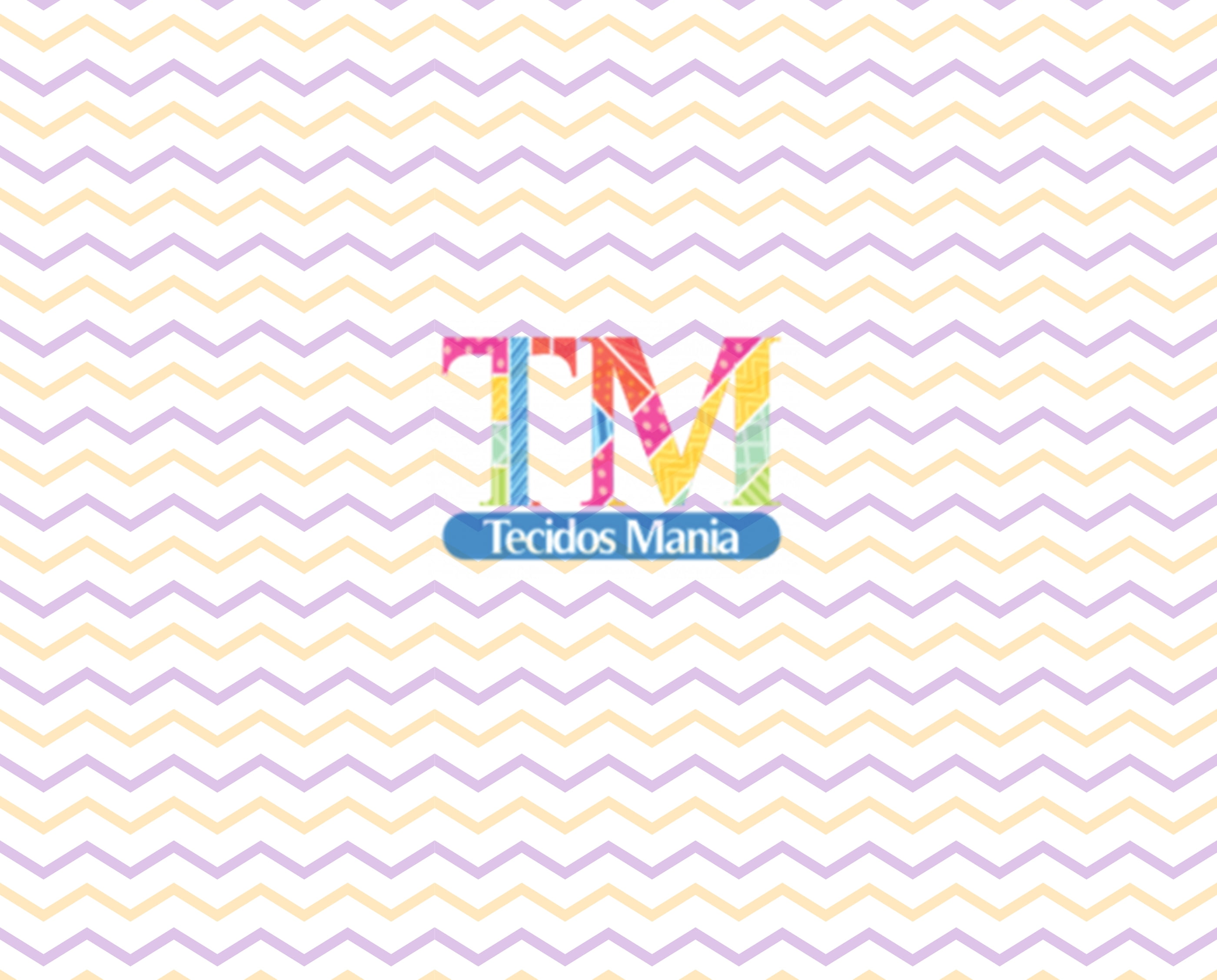 Tecido tricoline, microfibra ou gabardine estampado - Chevron médio - Lilás e amarelo 